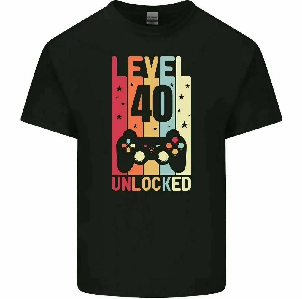 Футболка на 40-й день рождения 1982 года Мужская забавная футболка LEVEL UNLOCKED 40 Year Old Gaming Tee Top