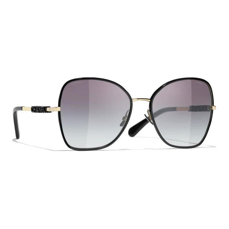CHANEL Temple Letter Logo Metal Butterfly Sunglasses Unisex Couple Style Black
