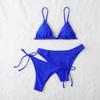 Women's Summer Fashion Sexy Solid Color Backless Lace-up  Waist Adjust Buckle Sling  Bikini Three-pieces Swimsuit