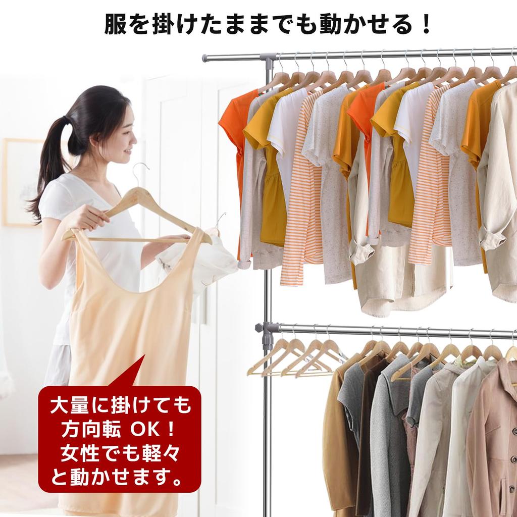 Hanger 2 100cm for Commercial Load Capacity Ample Storage with 2 Clothes Large Expandable Width and Pipe Clothes Clothes Clothes Drying Clothes Hanger
