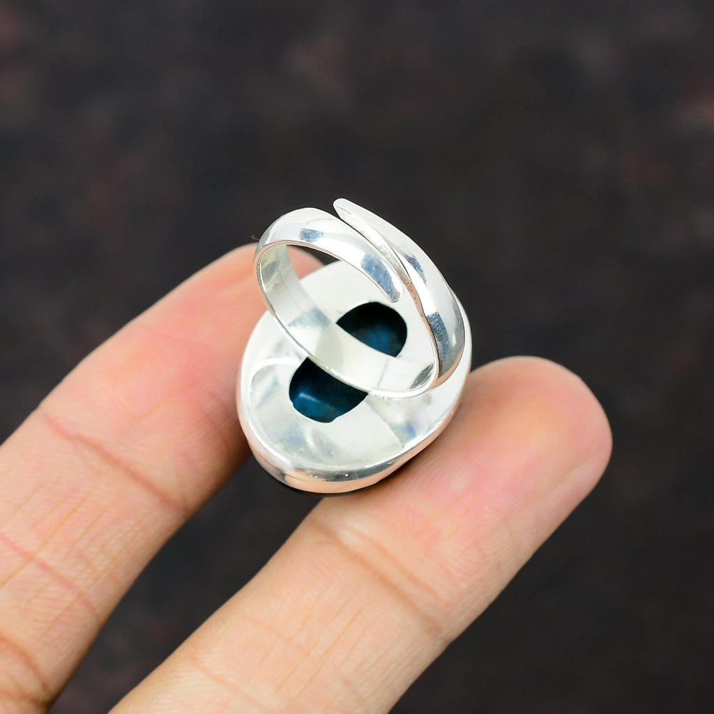 Кольцо с лабрадором Blue Fire, драгоценный камень, ювелирные изделия ручной работы, кольцо из стерлингового серебра 925 пробы, регулируемое кольцо, кольцо последнего дизайна, подарок для него, серебряные украшения