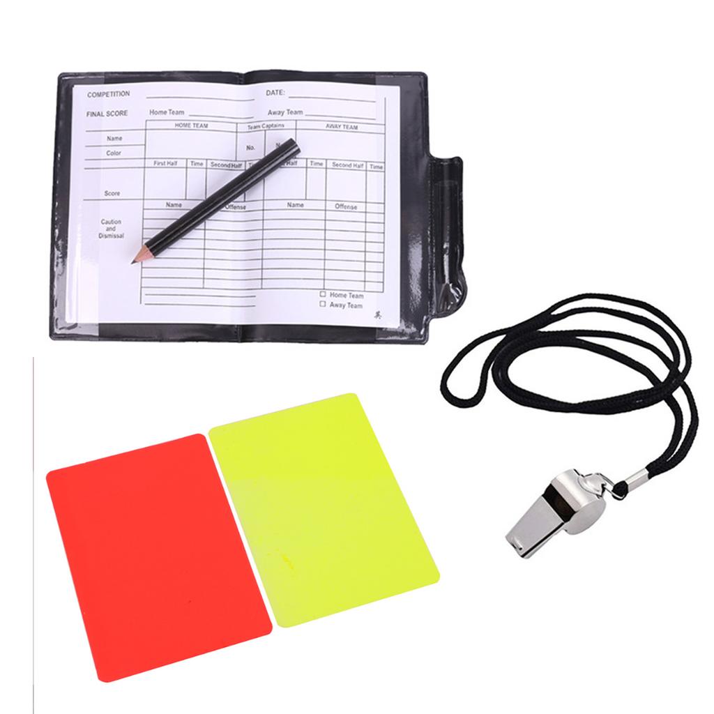 Referee Cards Set Football Referee Red and Yellow Cards with Whistle Lanyard Sports Ref Kits Score Book for Soccer