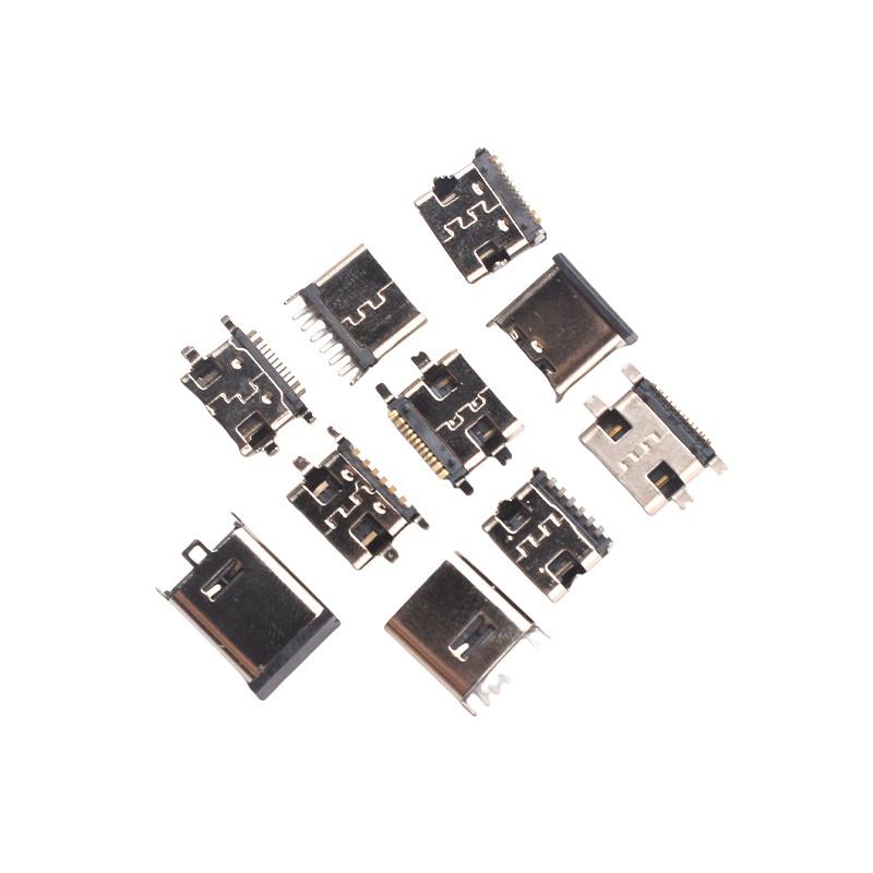 100 шт./коробка 10 моделей разъемов для зарядки USB Type-C, микс 6-контактных и 16-контактных, для набора для ремонта телефонов и цифровых продуктов