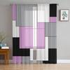 Pink Black Grey Patchwork Abstract Art Medieval Style Sheer Curtains Living Room Window Curtains Kitchen Tulle Voile Curtains