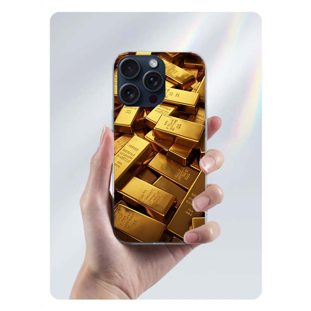 Золотой Слиток Богатство и Финансы Прозрачный Чехол Для Телефона Для Iphone 17 Air 16 Pro Max 15 Pro 14 Plus 17E 16E 11 13 12 Mini Чехлы Funda
