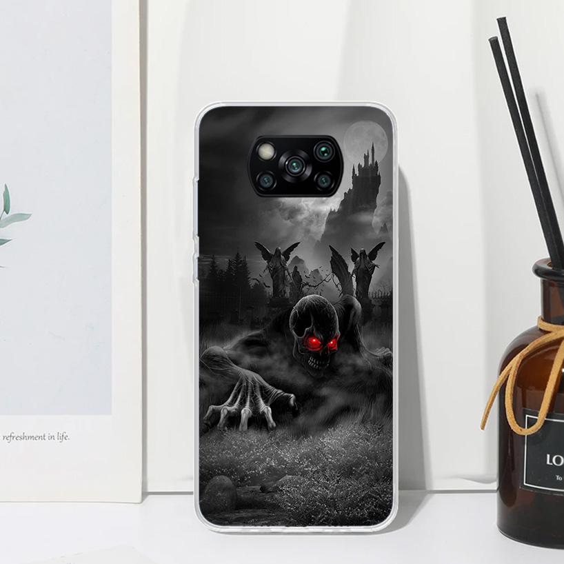 Reaper Skull Skeleton Gun Phone Case For Xiaomi Poco X7 X6 X5 M7 M8 Pro F7 Ultra Redmi 15C 15 13C 13 12C 12 10 10C 10A Art Funda