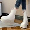 2024new Women's Height-enhancing Thick-sole Mid-calf Boots Mujer Zapatos Trendy New Rear Zipper Design Women's Motorcycle Boots