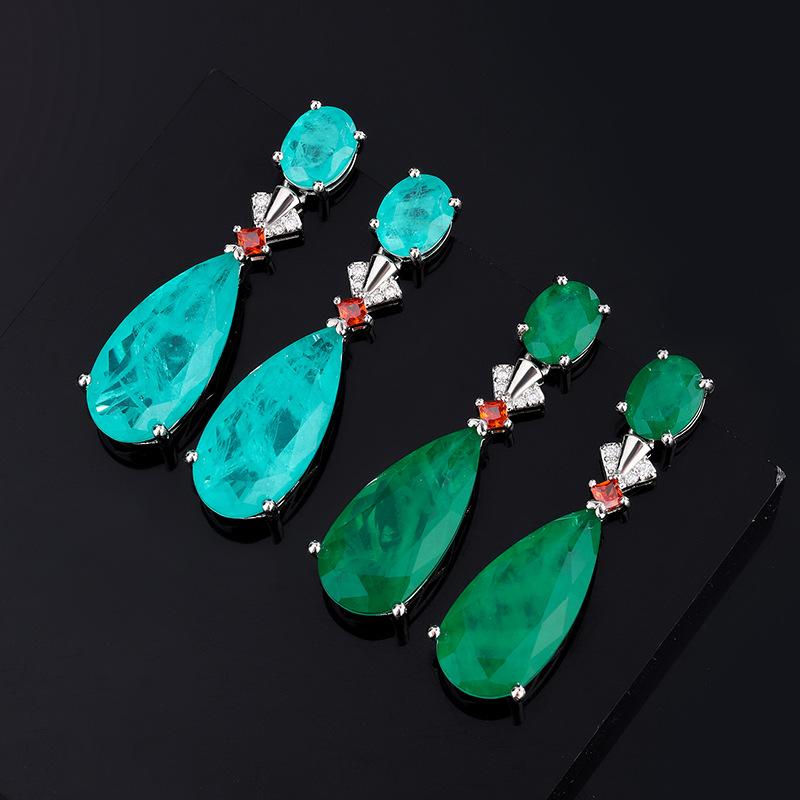 Горячая Распродажа Винтажные Серьги Paraiba Ужин Изумрудные Серьги Европейские и Американские Серьги-Капли Преувеличенные Серьги
