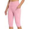 Women  Elastic High Waist 3/4 Pant Casual Active  Fit Wide Capris Leg Pants Trousers With Pockets
