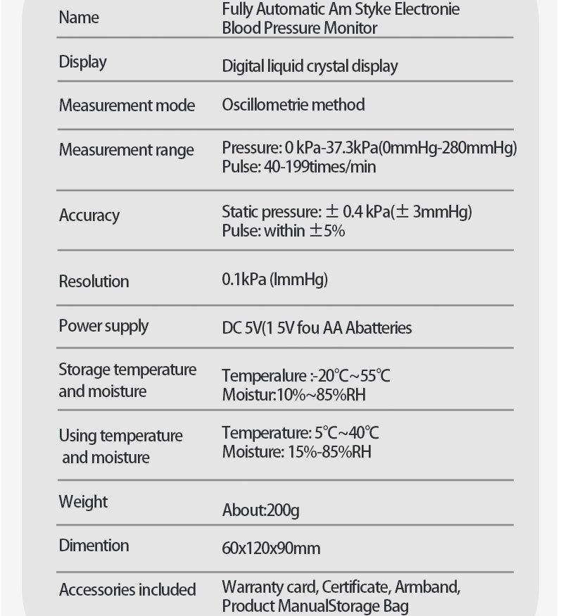 Upper Arm Blood Pressure Monitor Automatic BP Tonometer for Home Use with Large Display and Portable Cuff