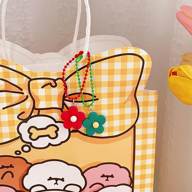 Брелок для ключей с маленькими цветными цветами, кулон для ключей в розовом цвете, подвеска для сумки для женщин, цепочка в корейском стиле, мультяшные брелки