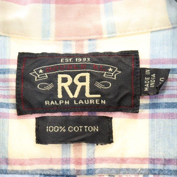 RRL Black Tag Рубашка с коротким рукавом в клетку One Star S RALPH LAUREN Мужская Б/У