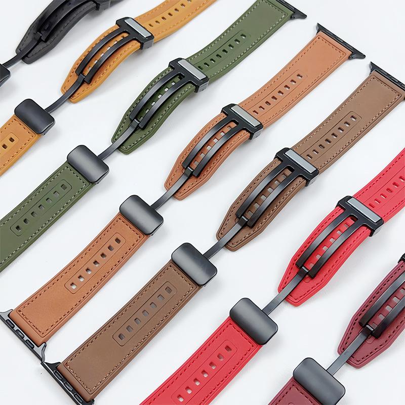 Красочный кожаный ремешок для Apple Smartwatch - Модный и универсальный ремешок из кораллового флиса