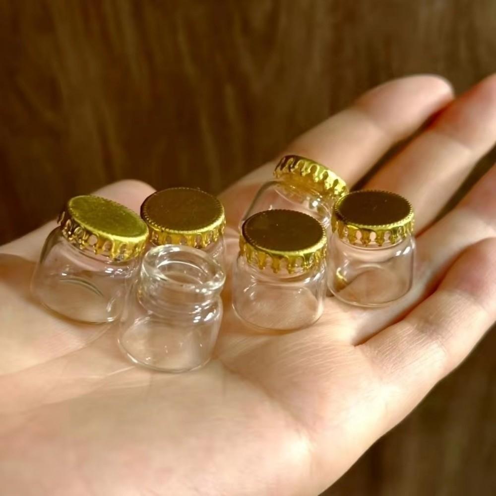 10 шт. Изысканные Мини-Стеклянные Бутылочки DIY с Золотыми Крышками Стеклянная Банка Кухонная Модель Миниатюрные Фигурки Товары для Рукоделия