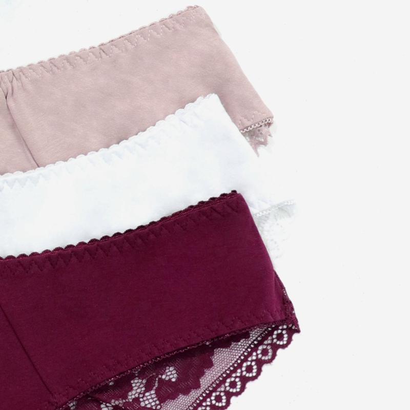 6Pcs Plus Size Sexy Panties Set Women Lace Wave Trim Stretch Cheeky Briefs Thongs 0Xl-5Xl