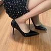 2025 Spring/Autumn Women's Patent Leather French Stilettos - Sexy, Elegant Pointed Toe High Heels