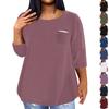 Women's Fashionable Casual Three Quarter Sleeve Printed Round Neck Pullover 4/3 Sleeve Top