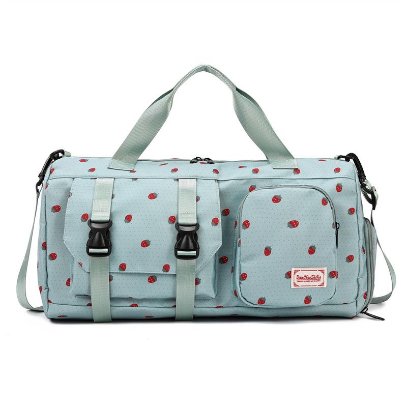 Portable strawberry travel bag Large capacity duffel bag Dry and wet separation fitness bag Independent shoe compartment Storage maternity bag