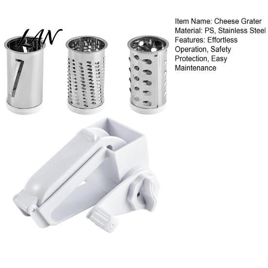 Removable Blade Slicer Manual Cheese Grater, 3 in 1 Rotary Shredder for Vegetable Grater Salad Parmesan, Hand Crank Kitchen Tool Easy Food Preparation