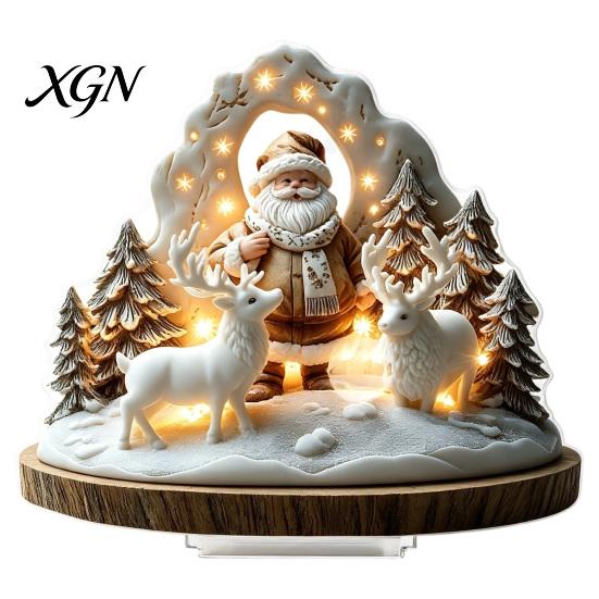 Christmas Theme Tabletop Ornaments Winter Ornaments, Double-sided Acrylic Snowman/Santa Claus/Reindeer/Cottage Table Seasonal Home Decorations