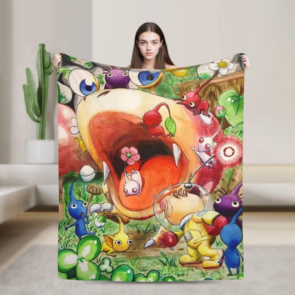 Pikmin Game Blanket Super Soft Fluffy Plush Throw Blanket For Couch Bed Airplane Travel Flannel Bedspread Bed Cover