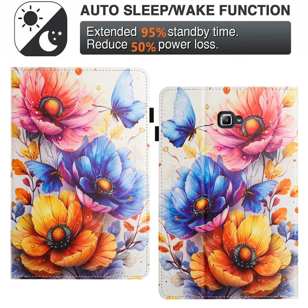 Litchi Grain Painting Leather Case for Samsung Galaxy Tab A 10.1 (2016) T580 T585 Card Slot Tablet Cover with Auto Wake/Sleep