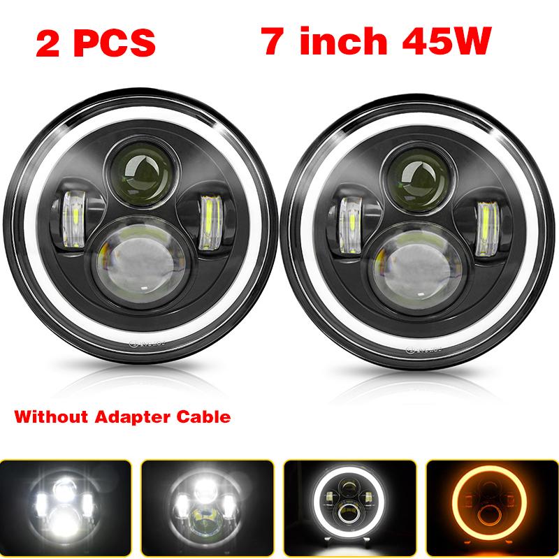 H4 7 дюймов автомобильные светодиодные фары внедорожные автомобильные светодиодные лампы H4 светодиодные фары Halo ангельские глазки для Lada Niva 4X4 UAZ Hunter автомобильные аксессуары 12 В 24 В
