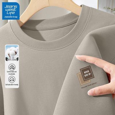 JEANSWEST LIFE Мужская футболка 2025 свободного кроя из чистого хлопка