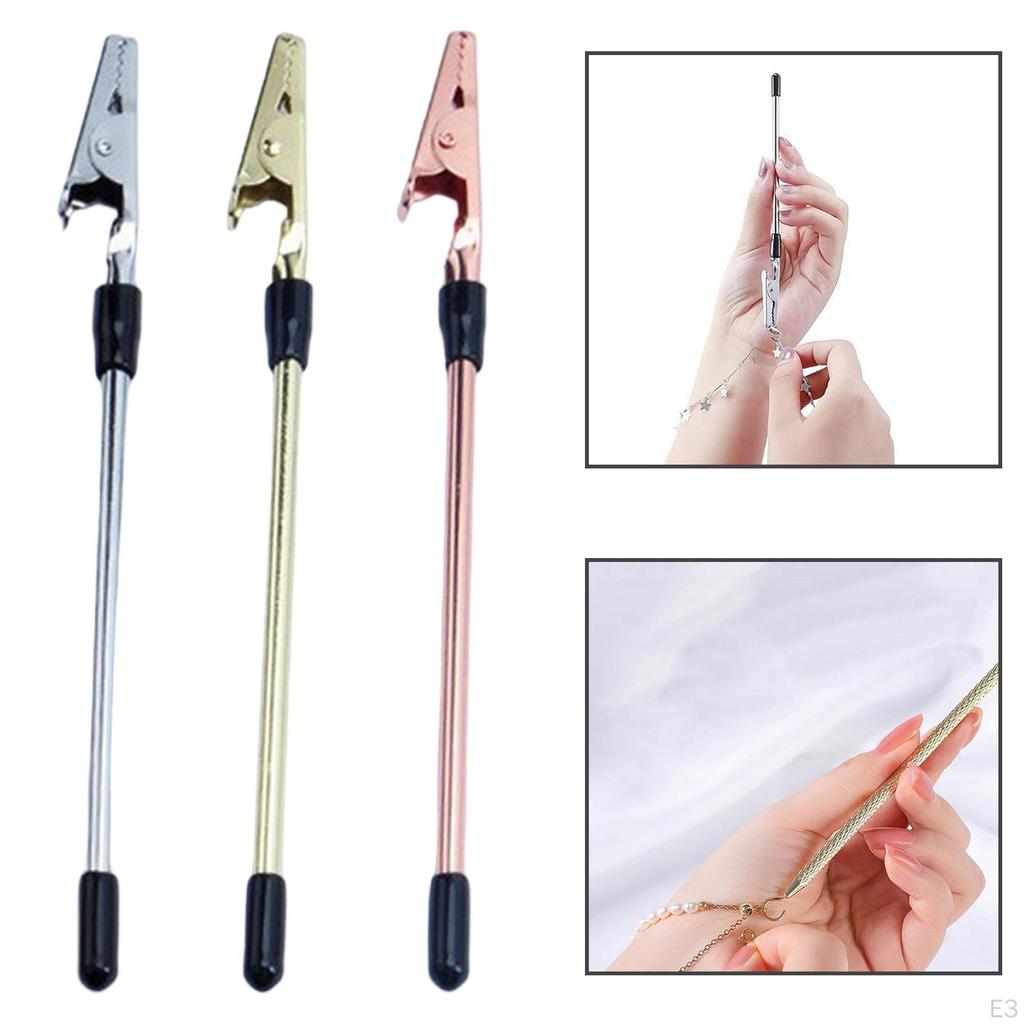 Bracelet Helper Tool 6.1 Inch Compact Non Slip Rubber Tips Assistant Clips for Jewelry Clasps Chain