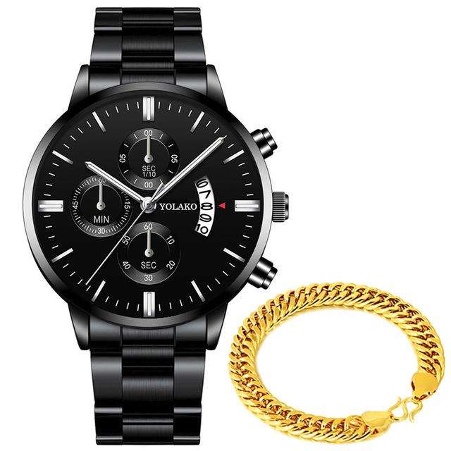 Модные мужские часы из нержавеющей стали, браслет, мужские кварцевые наручные часы с календарем, роскошные мужские классические деловые часы, мужские часы в подарок