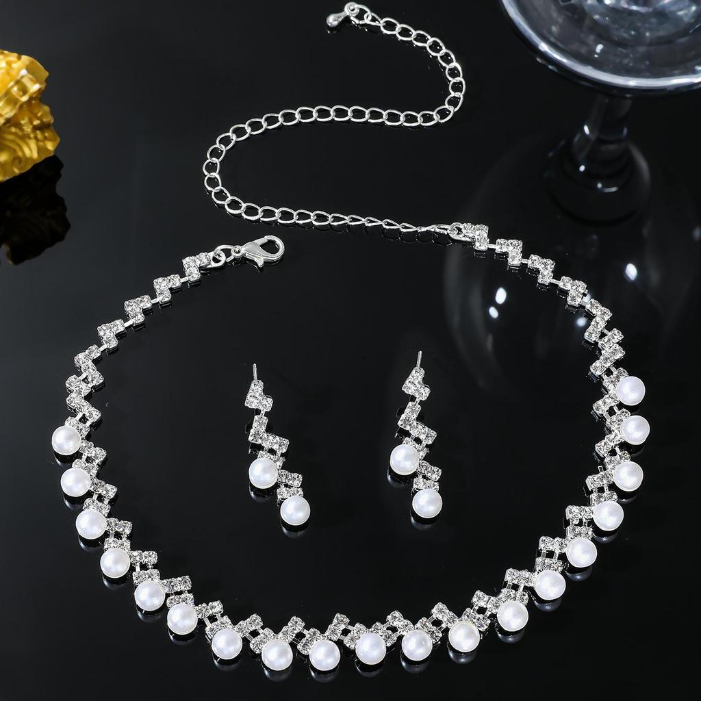 Luxury Bridal Zircon Flower Necklace & Earrings Set - Elegant Wedding Jewelry Accessories