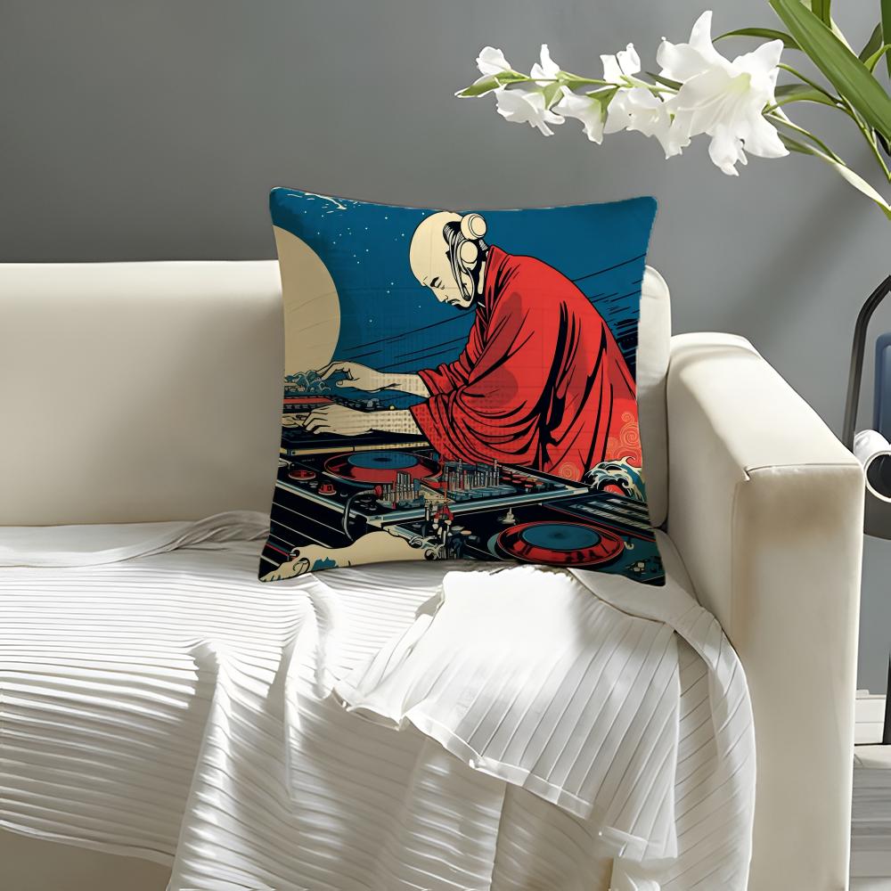 Fashion Mmarine Day Pillow Case Natural Linen Organic Fabric DoubleSided Printing Sofa Home Decor Cushion Cover