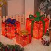 3 Pcs Christmas Lighted Gift Boxes with Bow LED Light Up Present Boxes for Indoor Outdoor Home Porch Xmas Tree Party Decor