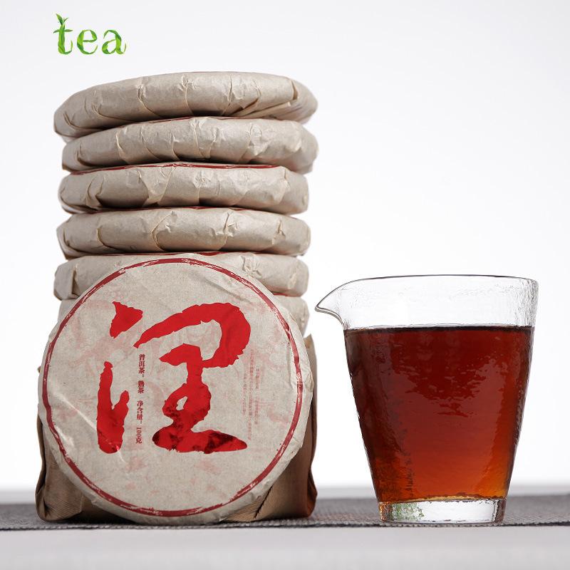 Чай Юньнань Пуэр 2018, спелый чай Мэнхай, 100 г спелого торта, чай с большим деревом, спелый чай с маленьким тортом