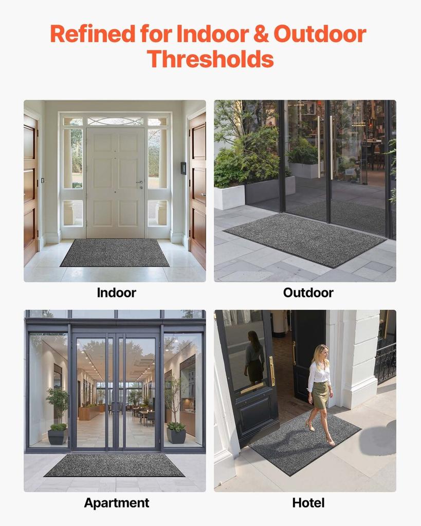 Front Door Mat, 1524 x 914 mm Commercial Floor Mat for Indoor and Outdoor, Industrial Entrance Carpet with PVC Backing, Heavy Duty Washable Entry Rug