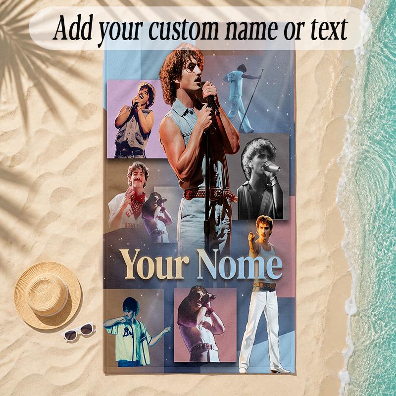 Beach TowelBenson Boone Custom Name Text Personalized Soft Towel for Beach Pool Indoor Home Decor Gift