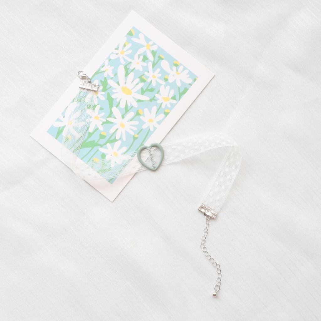 Ожерелье-чокер с бантом в виде сердца в стиле лесной девушки зеленого персика