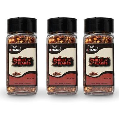 Хлопья чили Ricano 35г | Сушеный красный перец чили | Идеально для приготовления пищи, гриля, приправ | Придайте блюдам смелую остроту (35 г, упаковка из 3 штук)