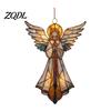 Durable Christmas Tree Embellishments Stained Glass Style Angel Ornament, 2D Acrylic Hanging Festive Winter Home Decor Decoration with Gold