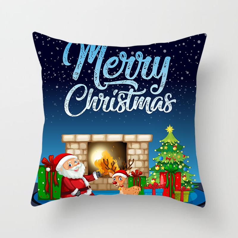 Cartoon Santa Claus Pillowcase Sofa Kids Room Decoration Merry Christmas Cushion Cover
