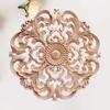 Floral Wall Decals Wood Carved Onlay Wooden Onlay Applique Round Flower Unpainted Corner Decal Rustic Wood Wall Art for Furniture Refurbish Door