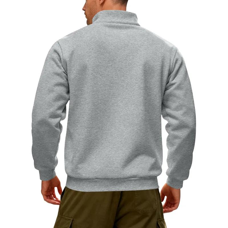 Зимний флис Тяжелые толстовки Свободные Уличные Мужские Теплые Пуловер с полумолнией и воротником-стойкой Спортивное худи для мужчин