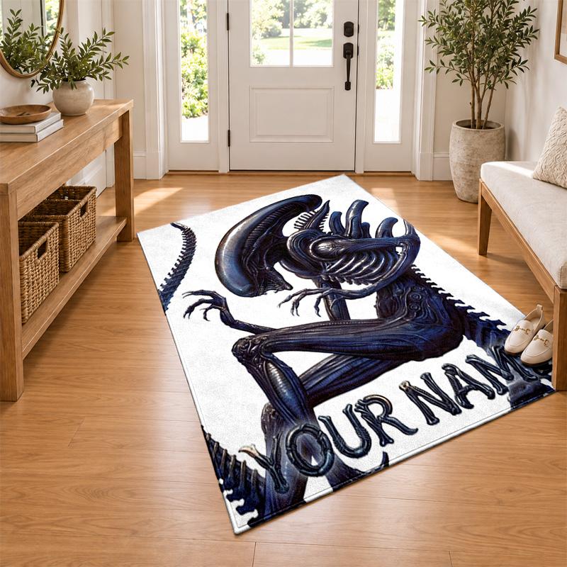 Alien Custom Name Personalized Rug Non‑Slip Doormat Floor Carpet Housewarming Birthday Gift for Family Friends