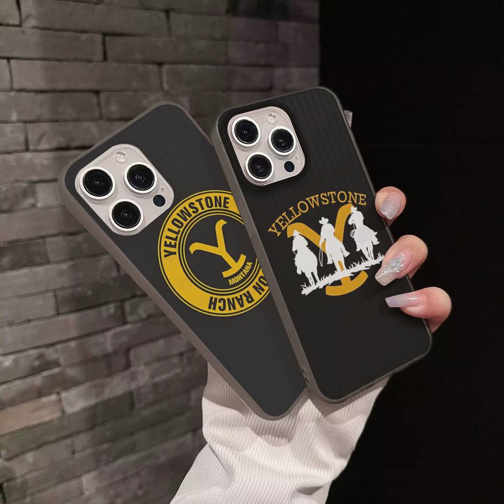 Чехол для телефона TV Y-yellowstoneS Логотип Для телефона 17 16 15 14 13 12 11 Pro Max Plus Pro Air Чехол для телефона Волнистая полоса Задняя крышка