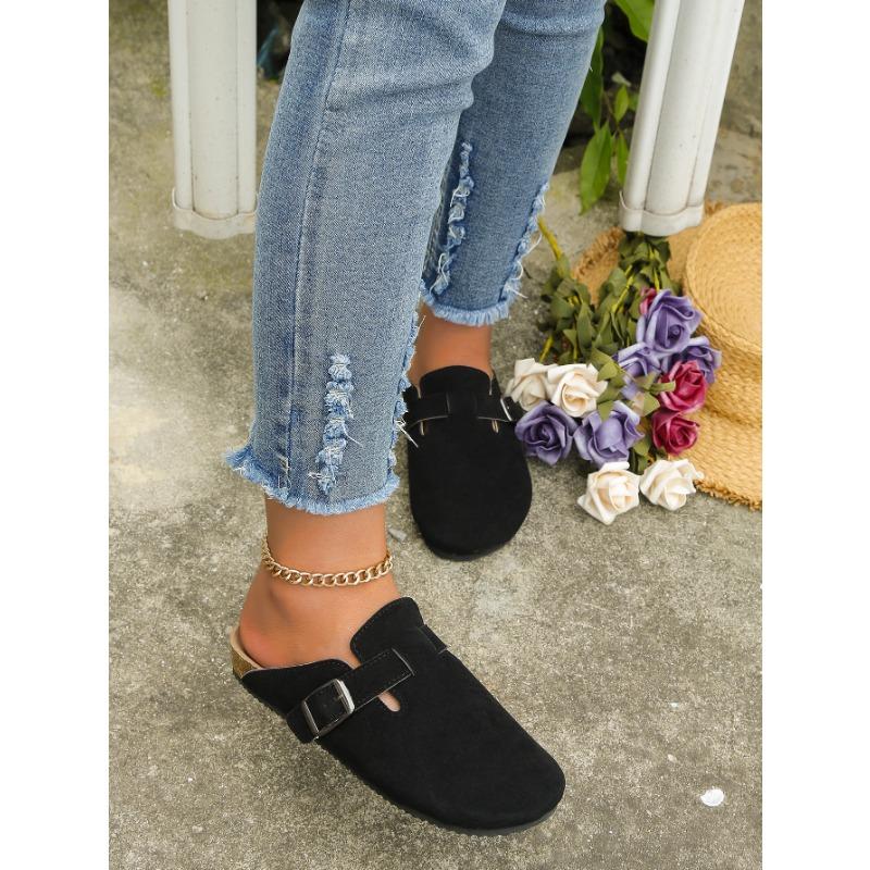 Fashion Autumn Women's Flat Cork Clogs Shoes Fashion Closed Toe Suede Platform Slippers for Women Outdoor Casual Slides Shoes Zapatos