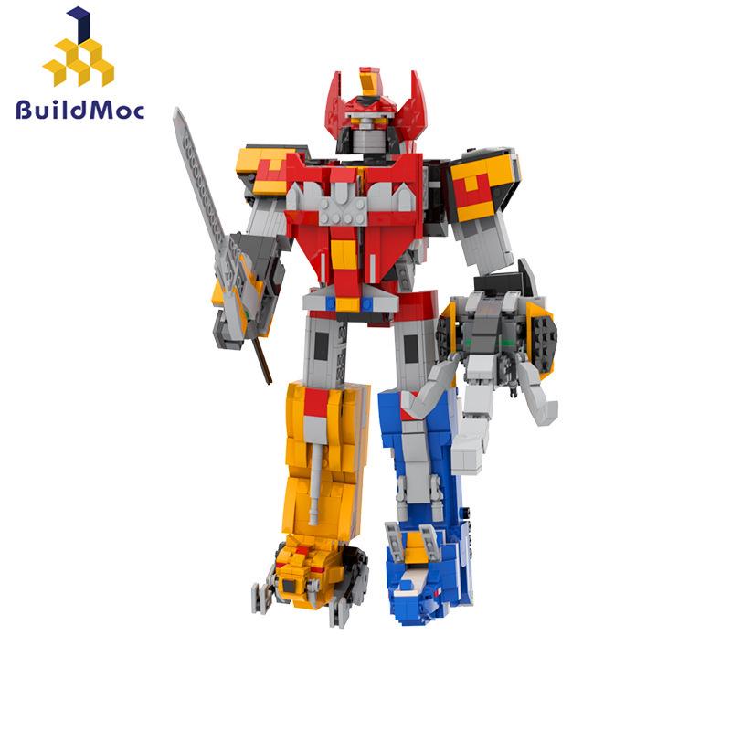 MOC Dino Thunder 5-в-1 Трансформируемая Фигурка Sentai из Строительных Блоков - Игрушка с Мелкими Деталями