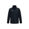 Solid Color Logo Sports Training Woven Hooded Jacket Men Tops Black 21600409-001