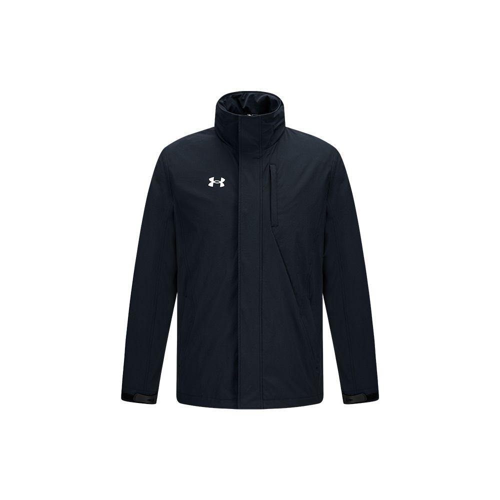 Under Armour Сплошной цвет логотипа Спортивная тренировочная тканая куртка с капюшоном Мужские топы Черный 21600409-001