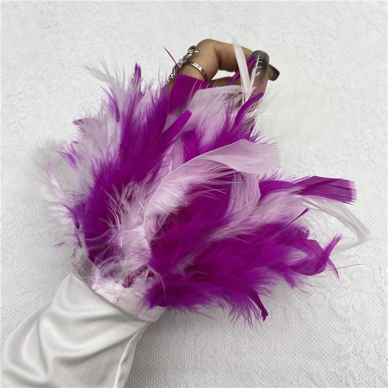 1 шт., манжеты из страусиного пера из натурального меха, манжеты из страусиных перьев, браслет с застежкой, манжеты из перьев, рукав на запястье