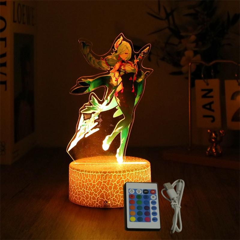 Anime Figures 3D Lamp Zhongli Xiao Genshin Impact LED Night Light Smart Touch Remote RGB Decoration Room Kid Birthday Toys Gifts